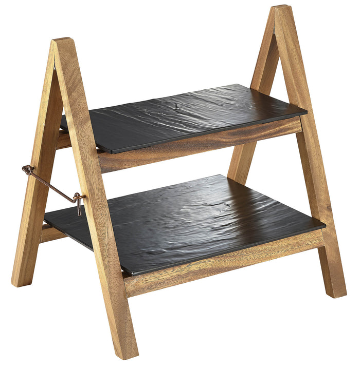 Acacia Wood Folding Display Stand 38cm x 30cm x 40cm
