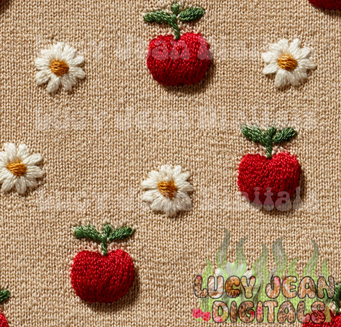 Apple embroidery sweater Seamless File