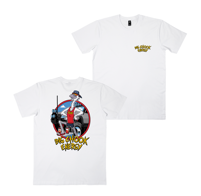 Big Chook Energy Tee White T-Shirt Bush Chook