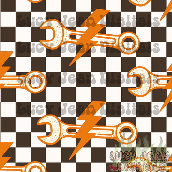 Brown/Orange Wrench checkered Seamless File