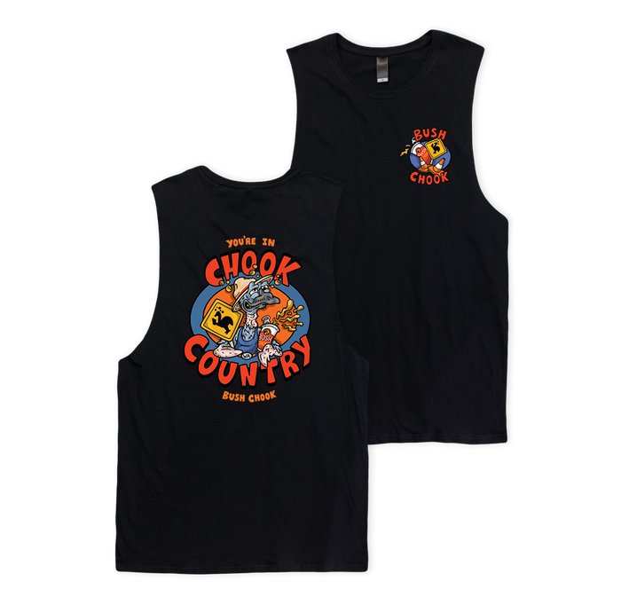 Bush Chook Country Muscle Tee Black