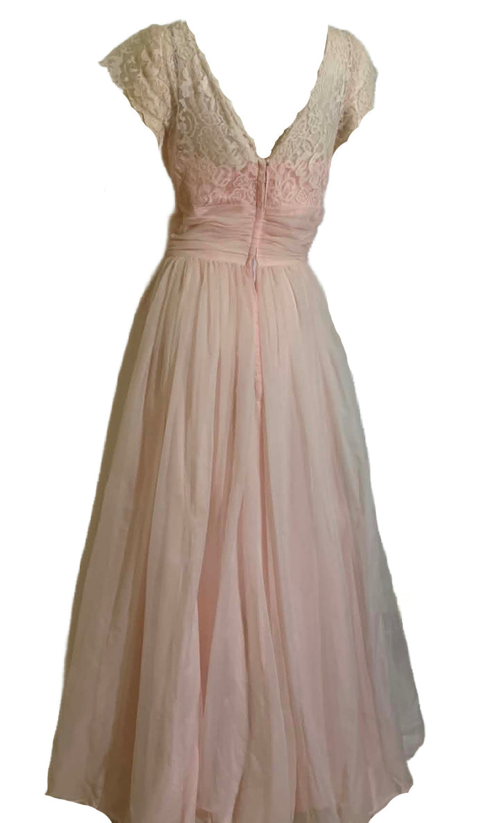 Candy Floss Pink Lace and Chiffon Dress circa 1960s