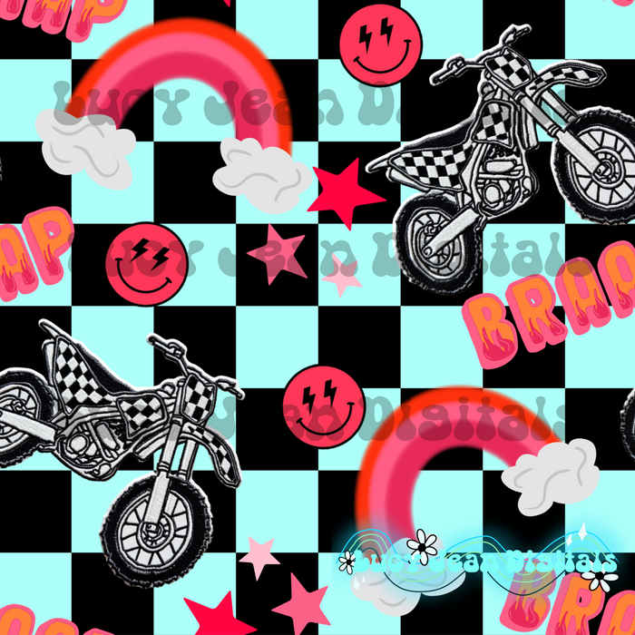 Checkered dirtbike patch Seamless File