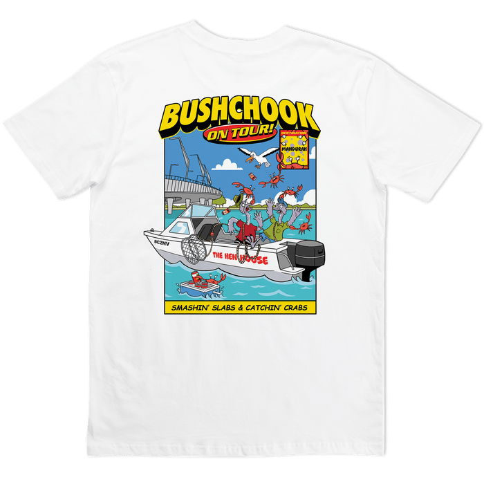 Chooks On Tour: Mandurah Tee White T-Shirt Bush Chook