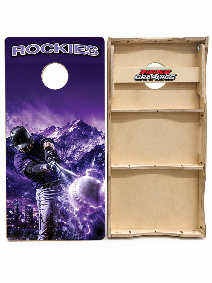 Colorado Rockies Baseball Inspired Cornhole Design