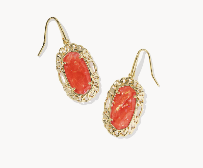 Dani Gold Papaya Iridescent MOP Figaro Framed Drop Earrings Kendra Scott