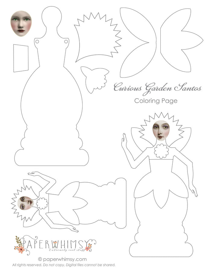 Garden Santos Coloring Pages - paperwhimsy