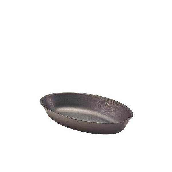 Genware Black Vintage Steel Oval Dish 17.5 x 11cm (Box Of 6)