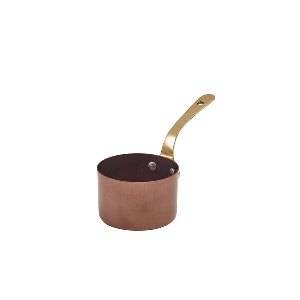 Genware Copper Vintage Steel Mini Sauce Pan 7.8 x 4.5cm (Box Of 6)