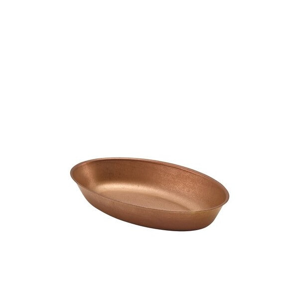 Genware Copper Vintage Steel Oval Dish 17.5 x 11cm (Box Of 6)