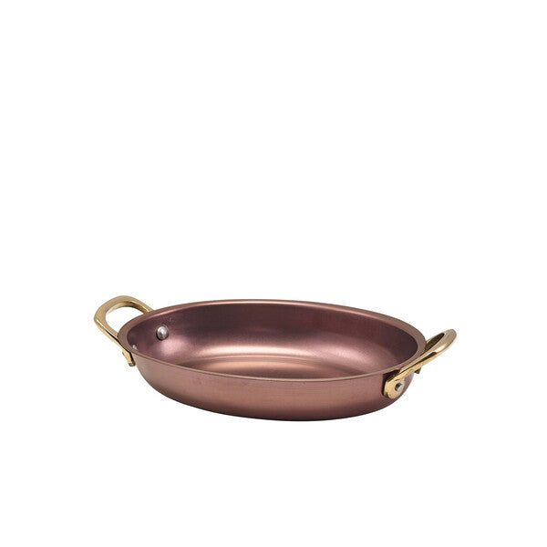 Genware Copper Vintage Steel Oval Dish 18.5 x 13.5cm (Box Of 6)
