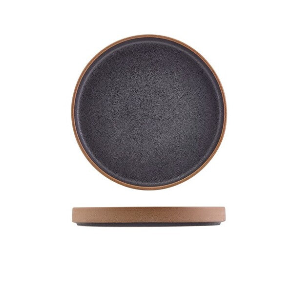 Genware Kava Black Stoneware Raw Wall Presentation Plate 20cm (Box Of 6)