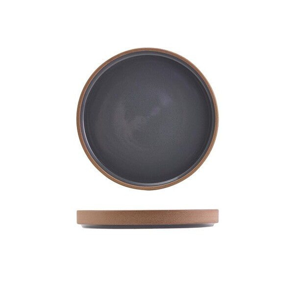 Genware Kava Dark Grey Stoneware Raw Wall Presentation Plate 18cm (Box Of 6)