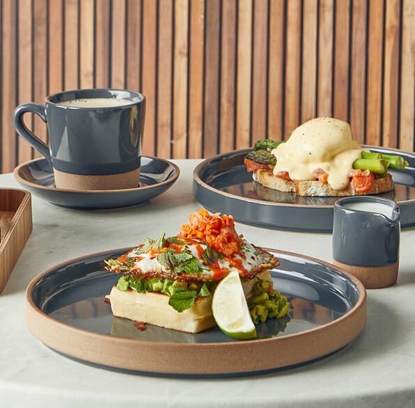 Genware Kava Dark Grey Stoneware Raw Wall Presentation Plate 25cm (Box Of 6)