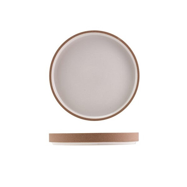 Genware Kava White Stoneware Raw Wall Presentation Plate 18cm (Box Of 6)