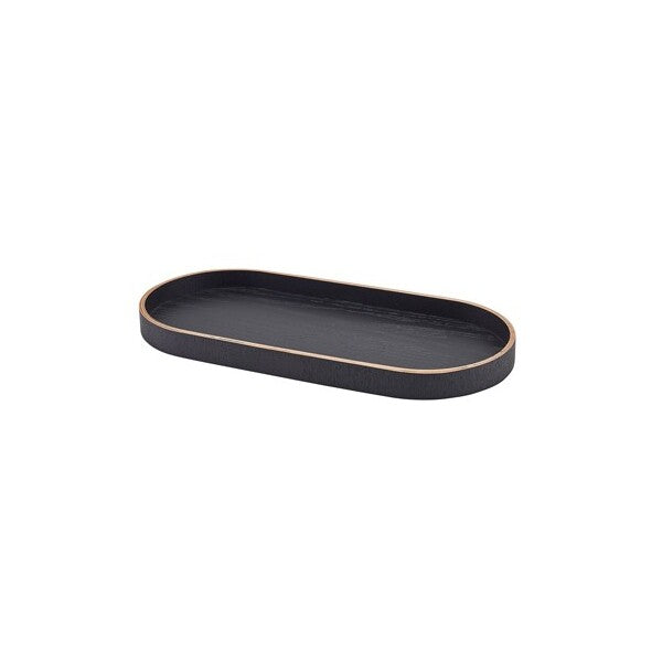Genware Oval Black Wood Veneer Tray 35 x 16.5cm
