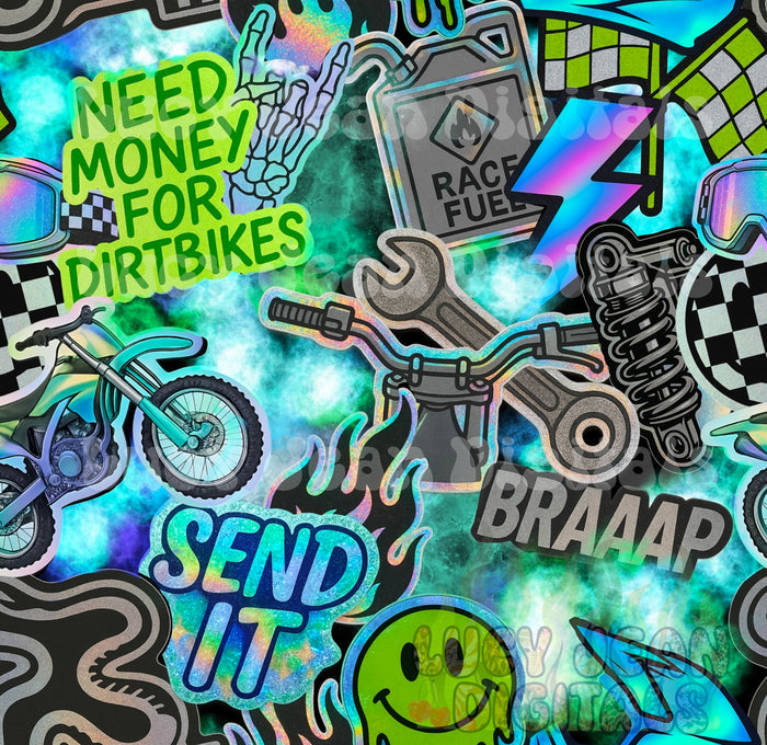 Green Blue Dirtbike Stickers Seamless File