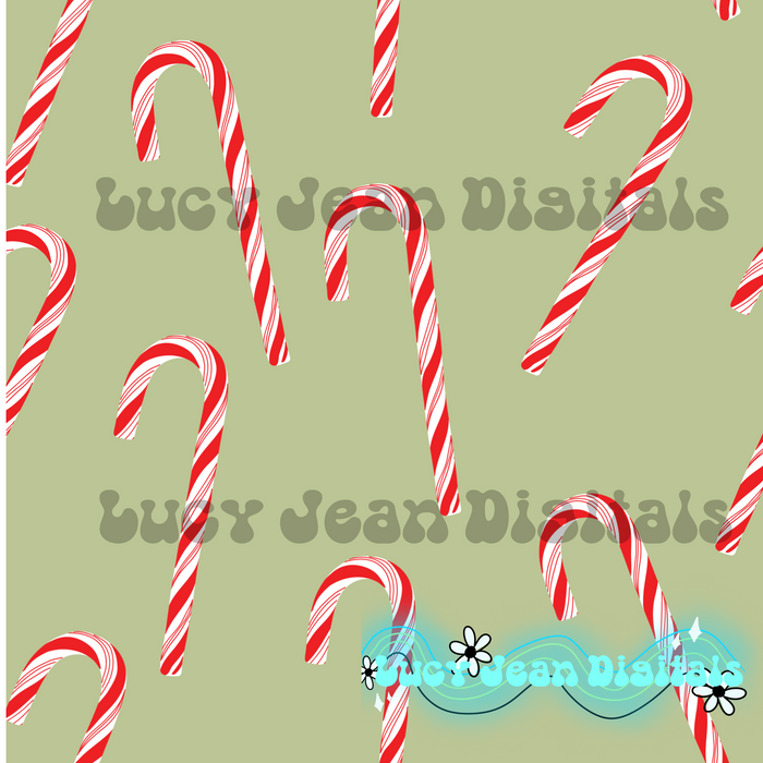 Green Candy Cane Christmas Seamless File