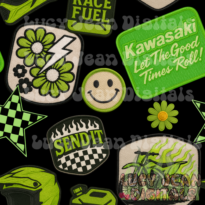 Green patches dirtbike Seamless File