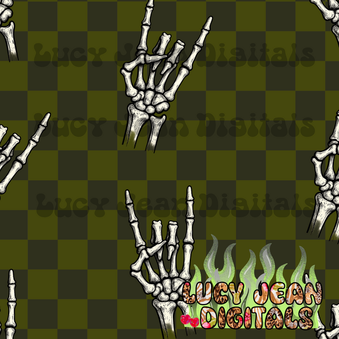Green skeleton hands checkered Seamless File