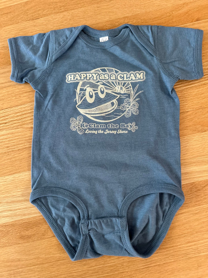"Happy as a Clam" Toddler T-Shirts and Onesies with Jetty Design