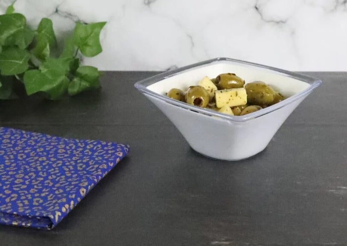 Harfield Acrylic White Curved Display Bowl 500ml / 13cm x 13cm x 6cm (791)