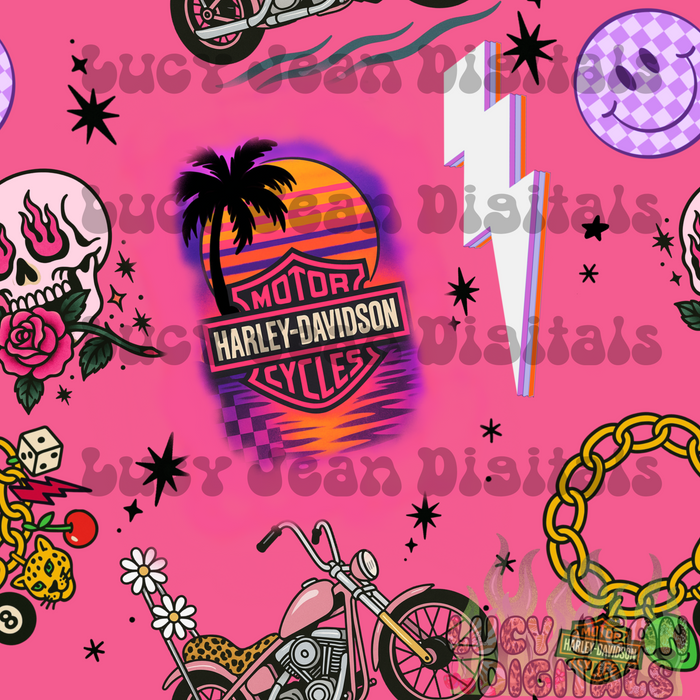 Hd Motorcycle summer party Seamless File