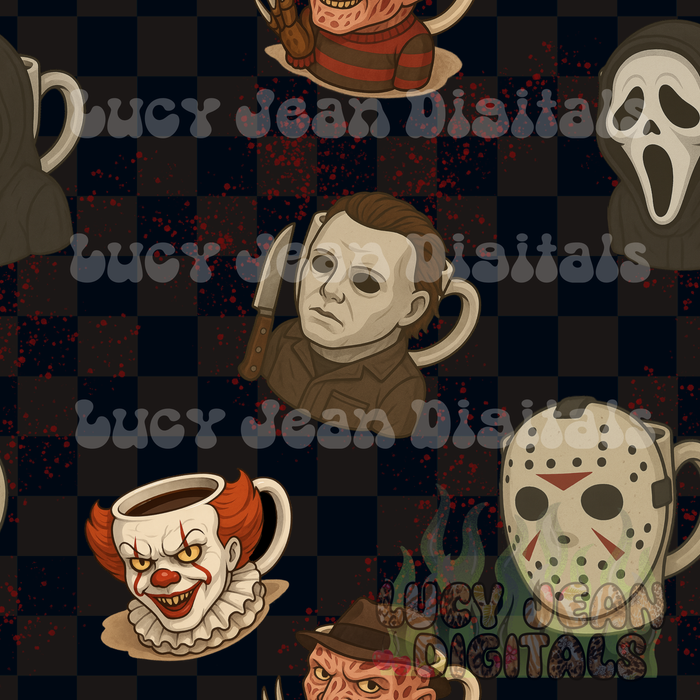 Horror coffee mugs Seamless File