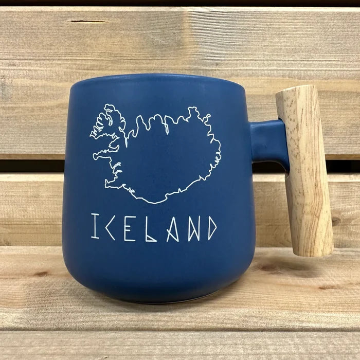 Iceland Runeletter - Ceramic Mug w/ wooden handle