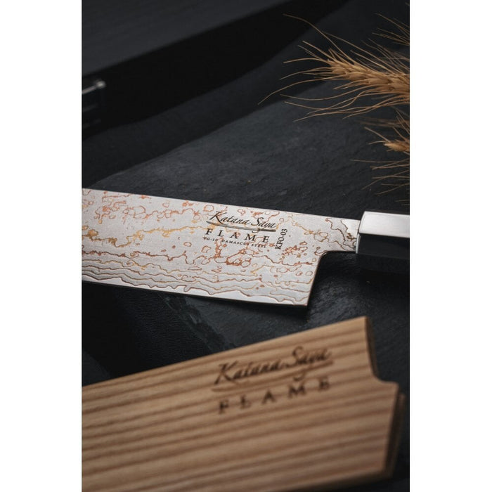 Katana Flame Olive Wood Handled Chefs Knife 15cm (Kfo-14)