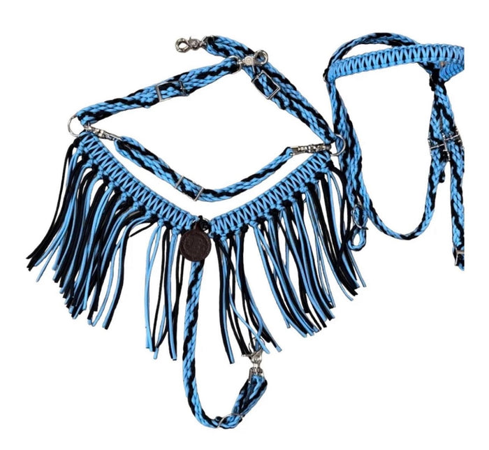 Light blue and black fringe Tack set