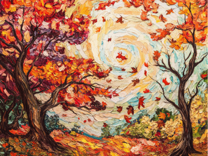 Lively Scene Of Leaves Swirling