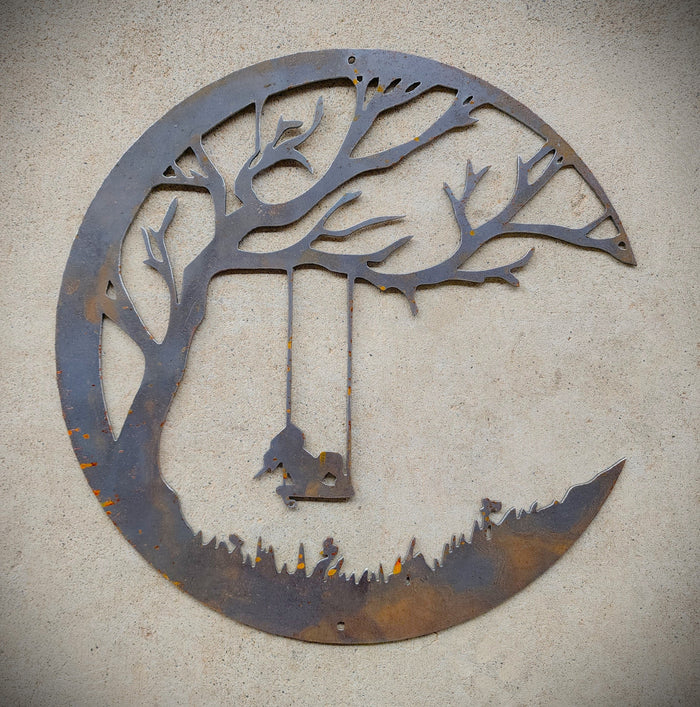 Moon Swing Metal Decorative Sign