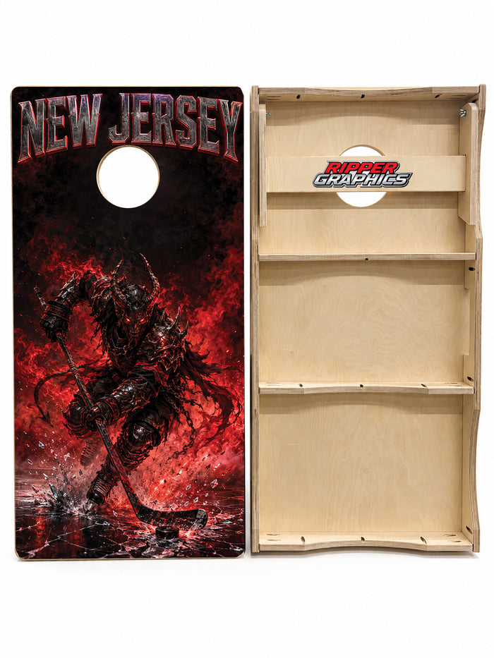 New Jersey Devils Inspired Cornhole Design
