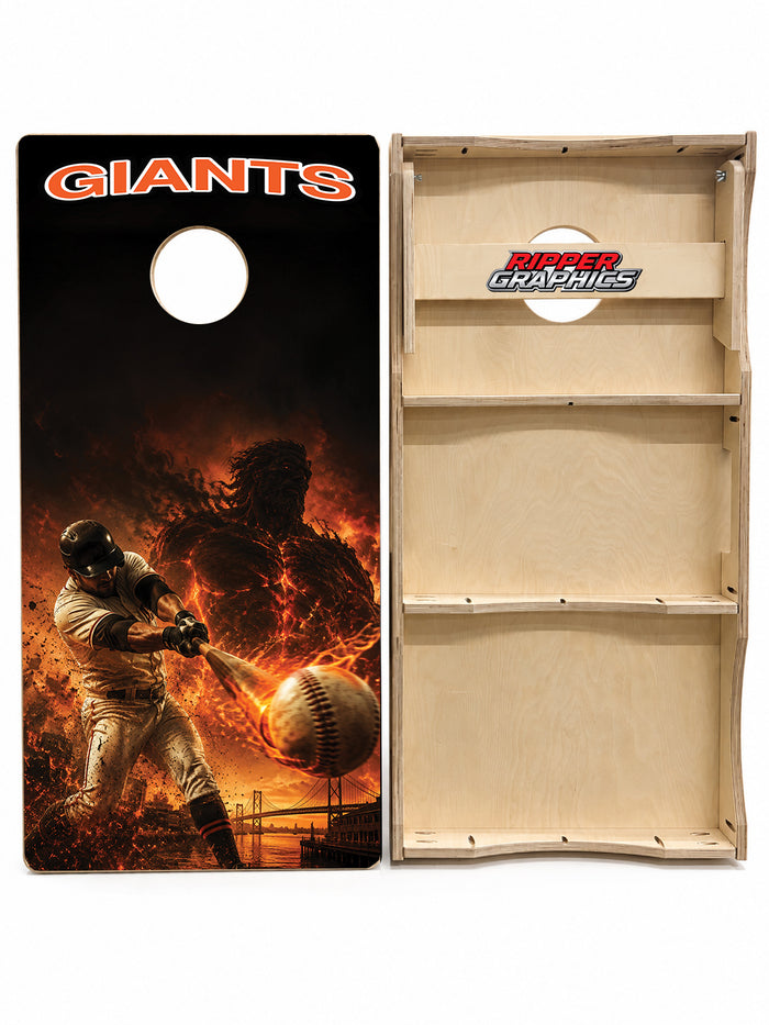 New York Giants Baseball Inspired Cornhole Design