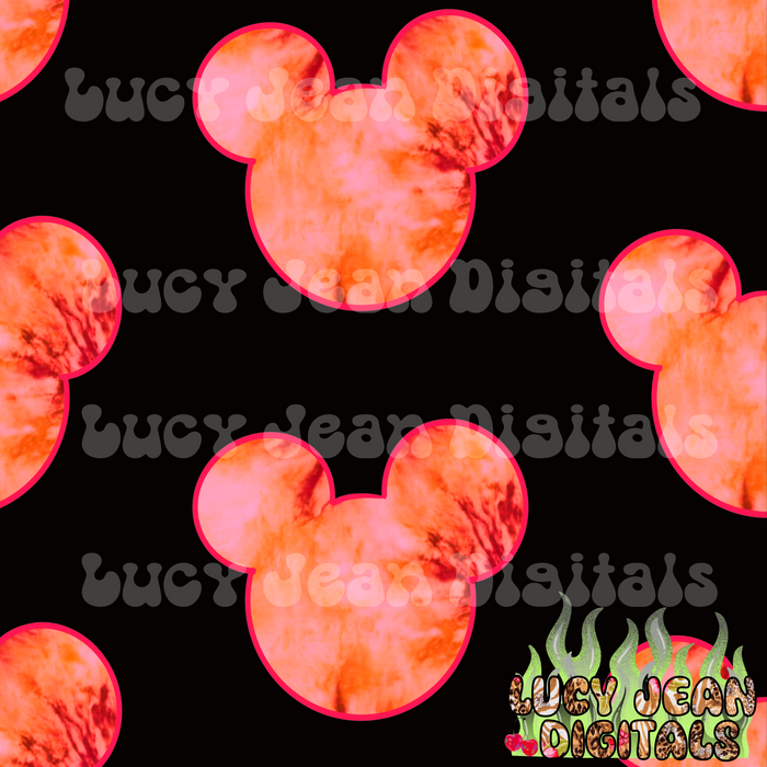 Peachy Tie Dye Mouse Black Seamless File