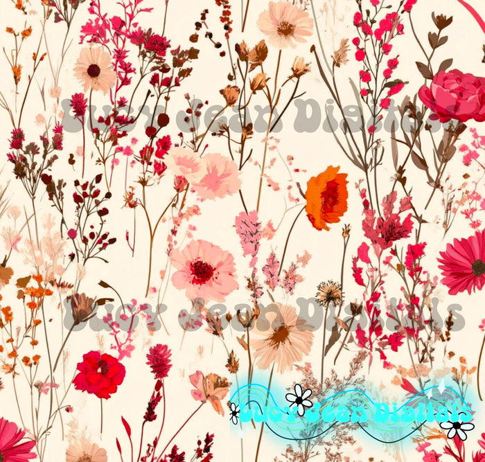 pink and red vday wildflowers Seamless file