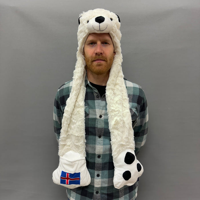 Polar Bear Beanie with Scarf & Mittens - Adult Size