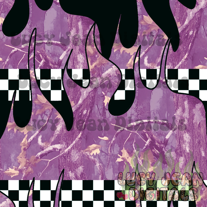Purple camo flames Seamless File