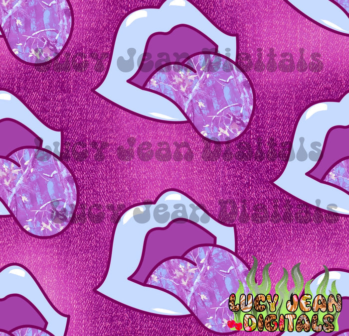 Purple Camo Lips Denim Seamless File
