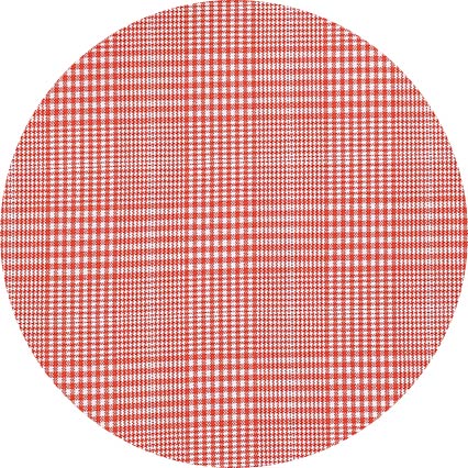Round red and white checkered fabric swatch