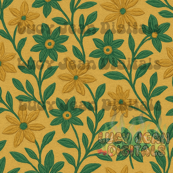 Retro Fall Floral Embroidery Seamless File