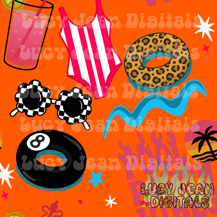 Retro Pool party Seamless File