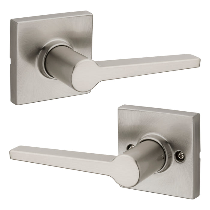 Safelock Daylon Lever with Square Rose Passage Lock with RCAL Latch and RCS Strike Kwikset