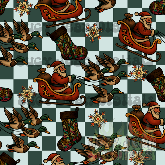 Santa Sleigh Mallards Seamless File