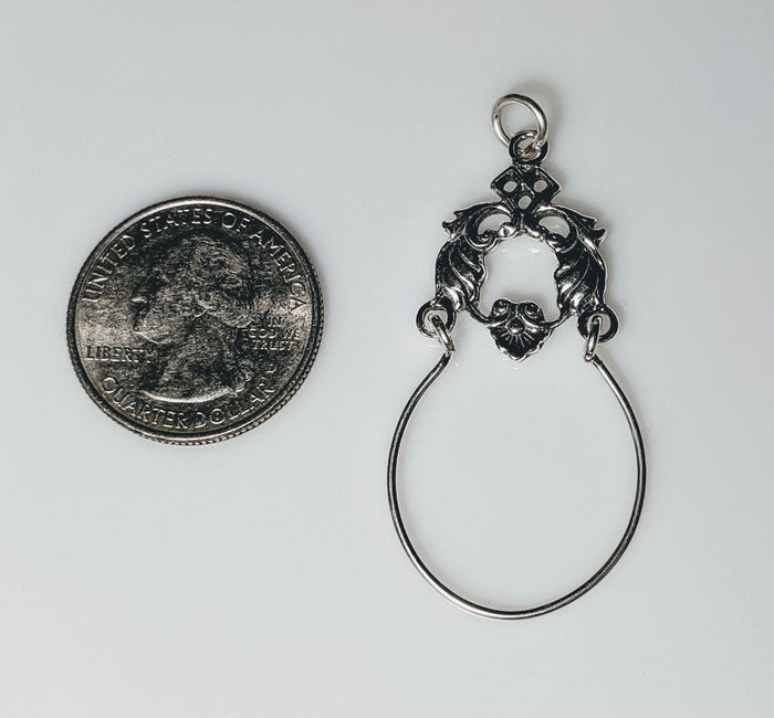 Solid Sterling Silver Flower Charm Holder, Charms, Dangle, Pendant, 265-807
