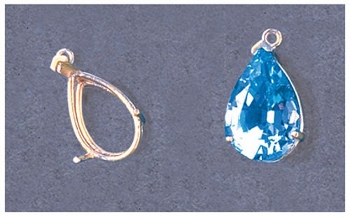Solid Sterling Silver or 14k Gold 6x4-15x10mm Pear Shape Vee Wire Dangle Pendant or Earrings Setting, 166-065/146-065