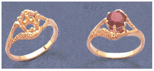 Solid Sterling Silver or 14kt Gold 4-6mm Round Textured Semi-Swirl Pre-Notched Blank Ring Size 6-8 setting 163-260/143-260