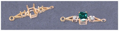 Solid Sterling Silver or 14kt Gold Accented Bracelet Link for 7x5-10x8 Emerald Cut, DIY Bracelet, Custom made, DIY Jewelry, 167-821/147-821