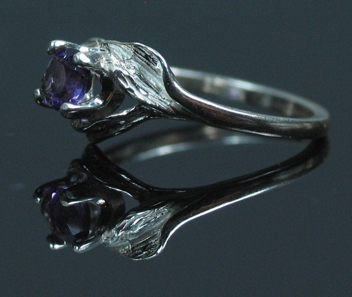 Solid Sterling Silver or Solid 14kt Gold Natural Garnet, Amethyst, Citrine, Blue Topaz, or Peridot 5mm Round Ring Size 7 Solitare